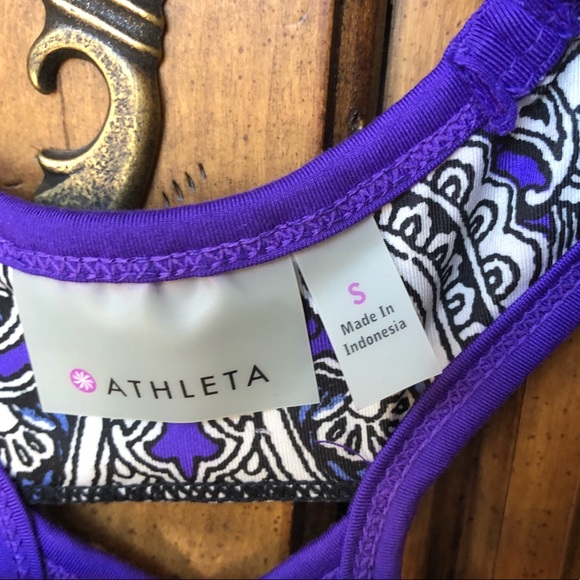 Vibrant purple & black Athleta yoga workout tank - Picture 3 of 8